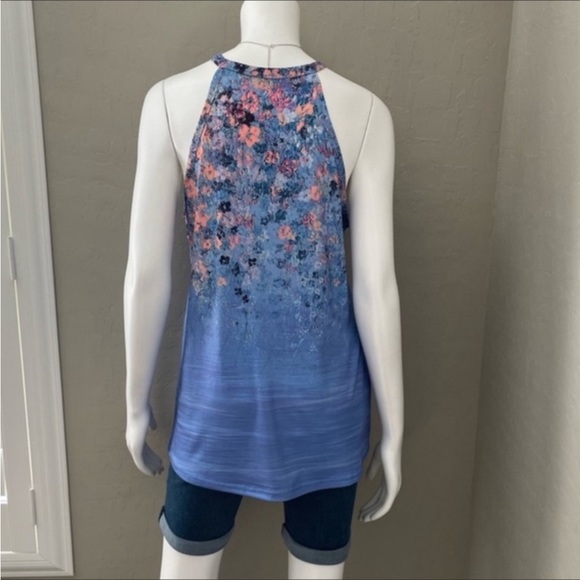 #19 Periwinkle Floral Halter Tank Top - Picture 2 of 4